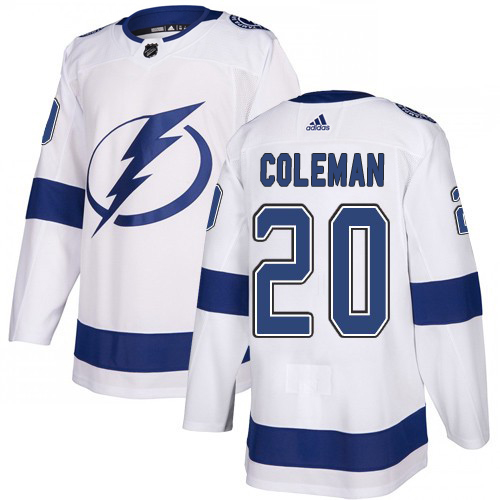 Adidas Tampa Bay Lightning Men 20 Blake Coleman White Road Authentic Stitched NHL Jersey